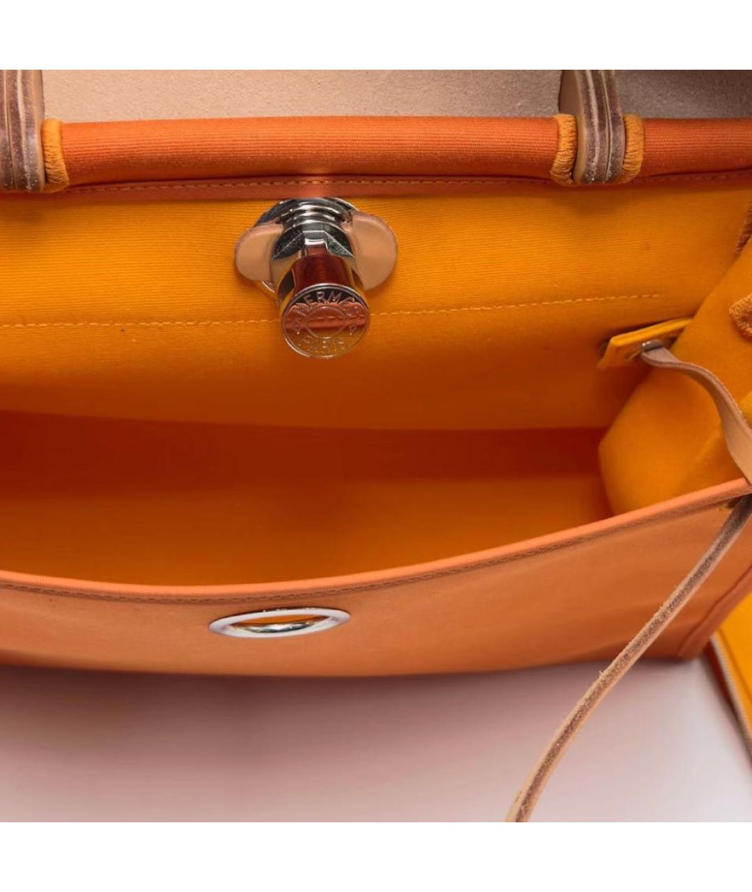 HERMES Оранжевая тканевая сумка через плечо, фото 4