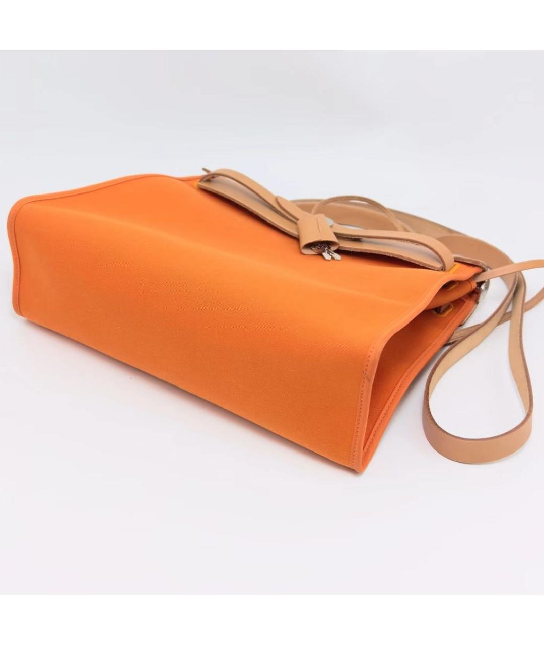 HERMES Оранжевая тканевая сумка через плечо, фото 2
