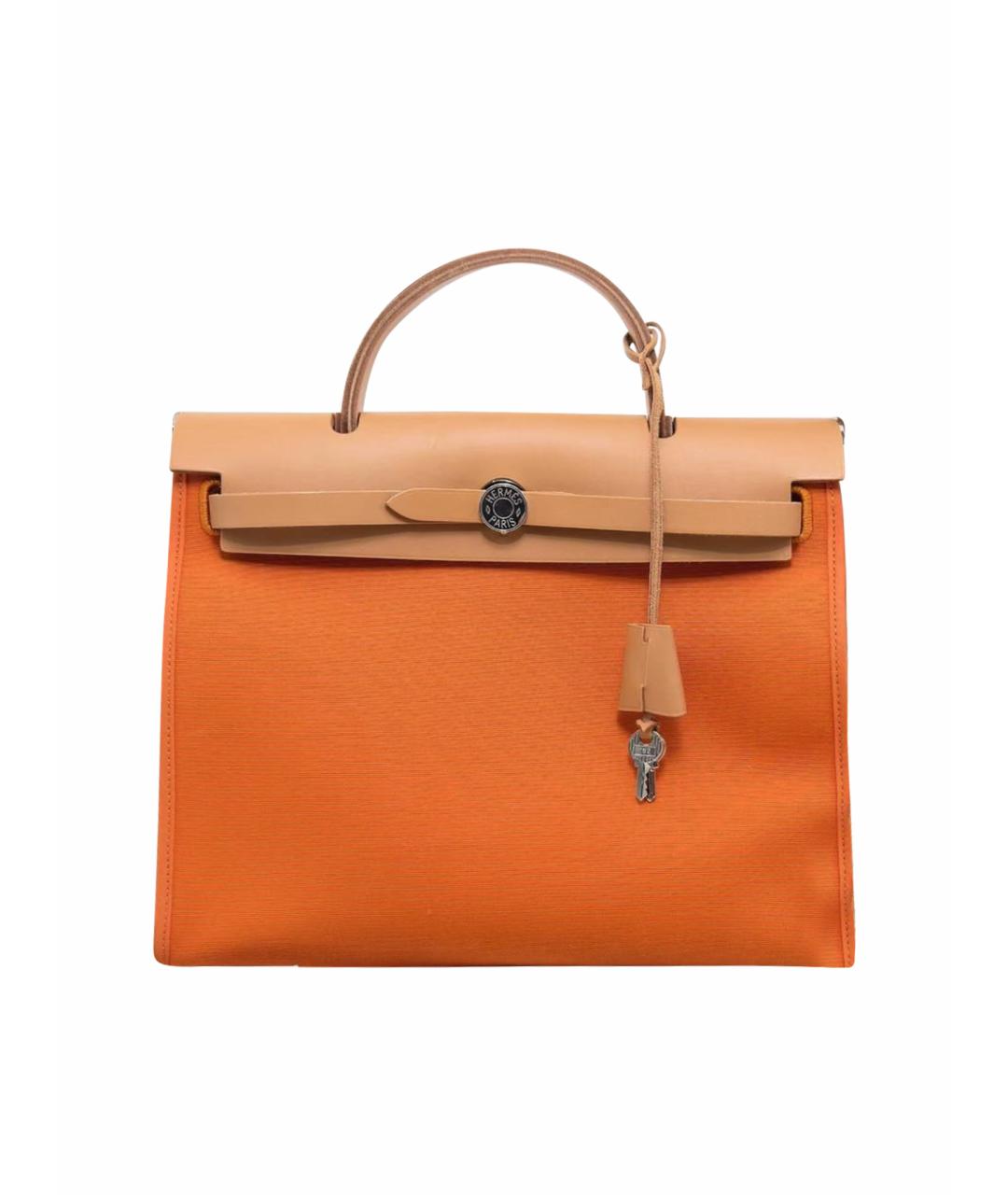 HERMES Оранжевая тканевая сумка через плечо, фото 1