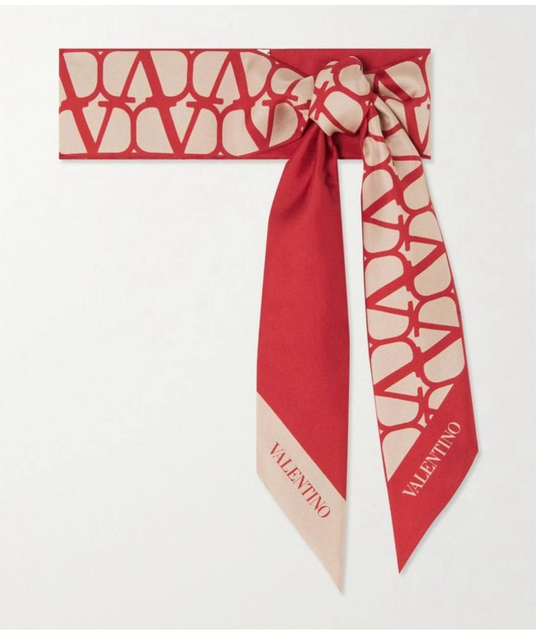 VALENTINO Красный шелковый платок, фото 2