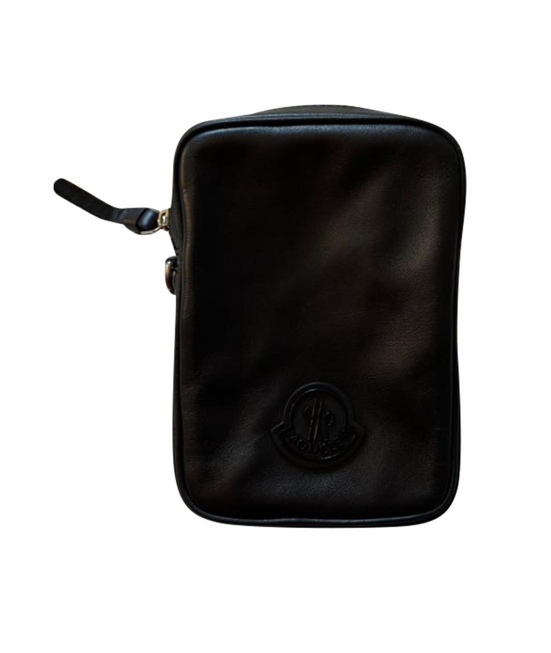 MONCLER Черная кожаная сумка на плечо, фото 1