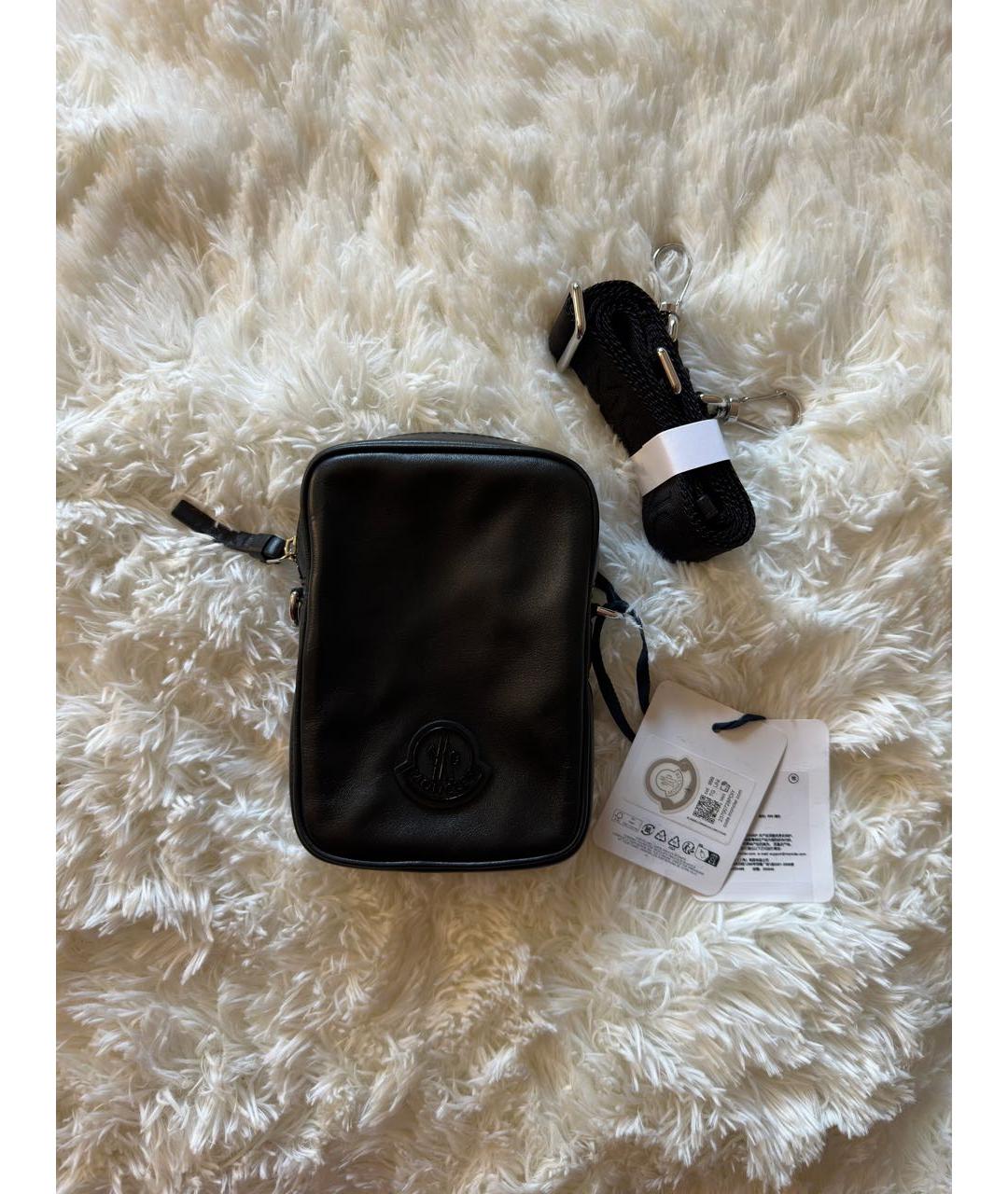 MONCLER Черная кожаная сумка на плечо, фото 6