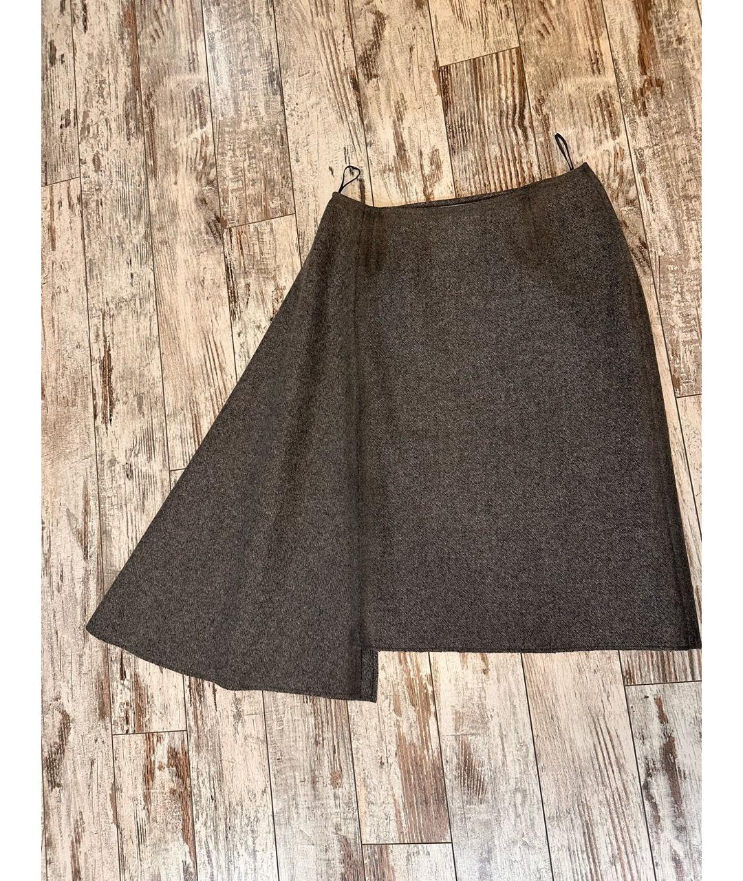 PRADA Серая шерстяная юбка миди, фото 2