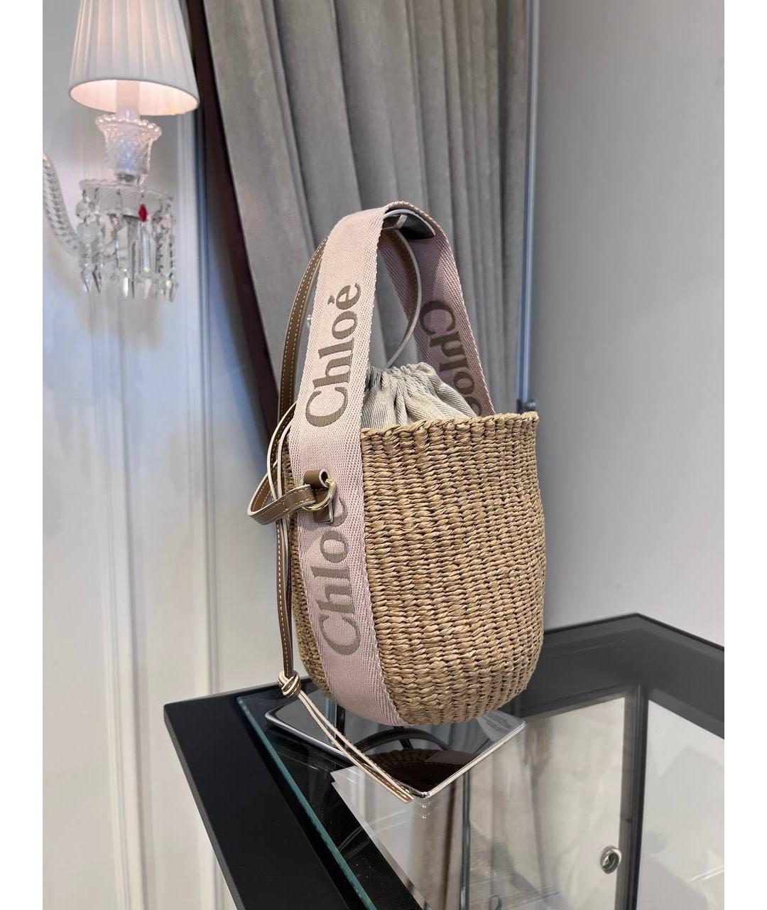 CHLOE Бежевая пелетеная сумка тоут, фото 3