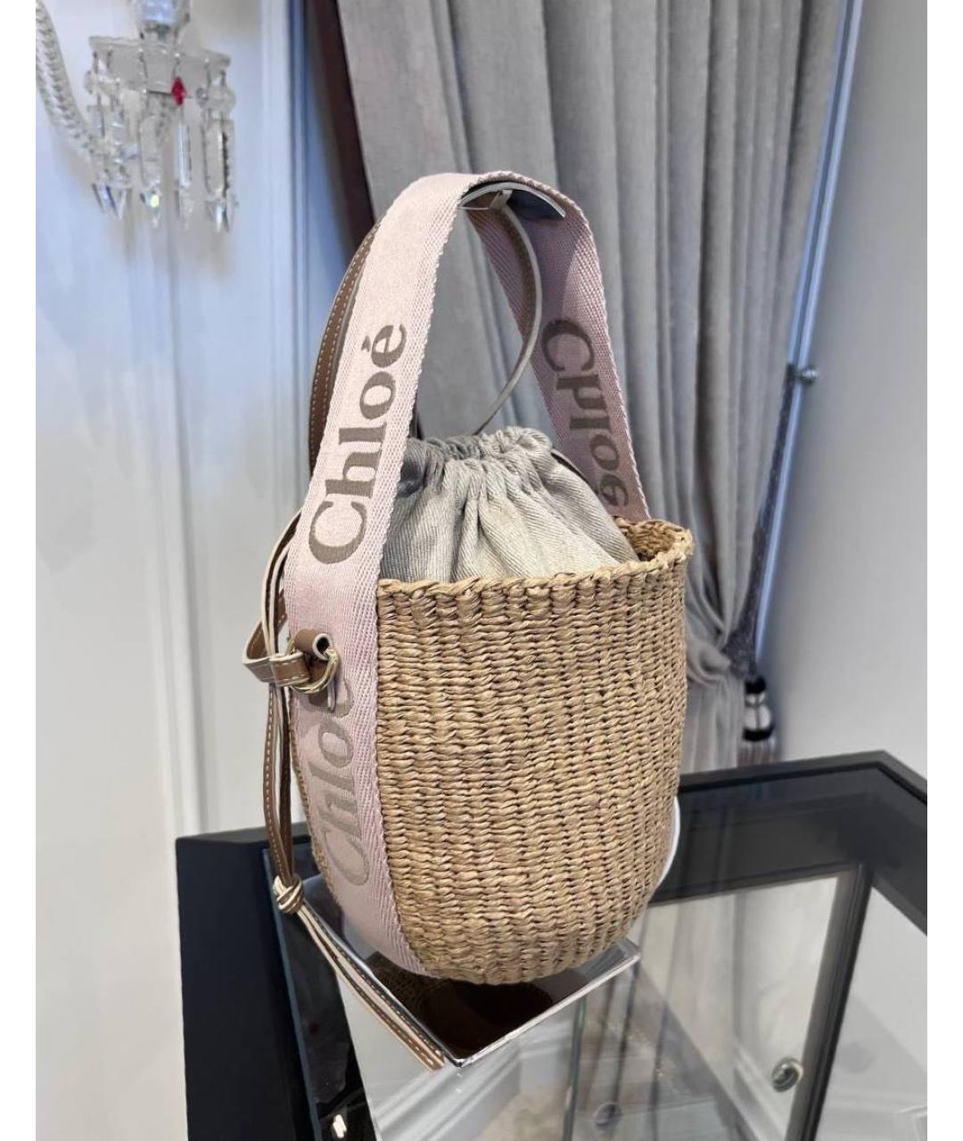 CHLOE Бежевая пелетеная сумка тоут, фото 4