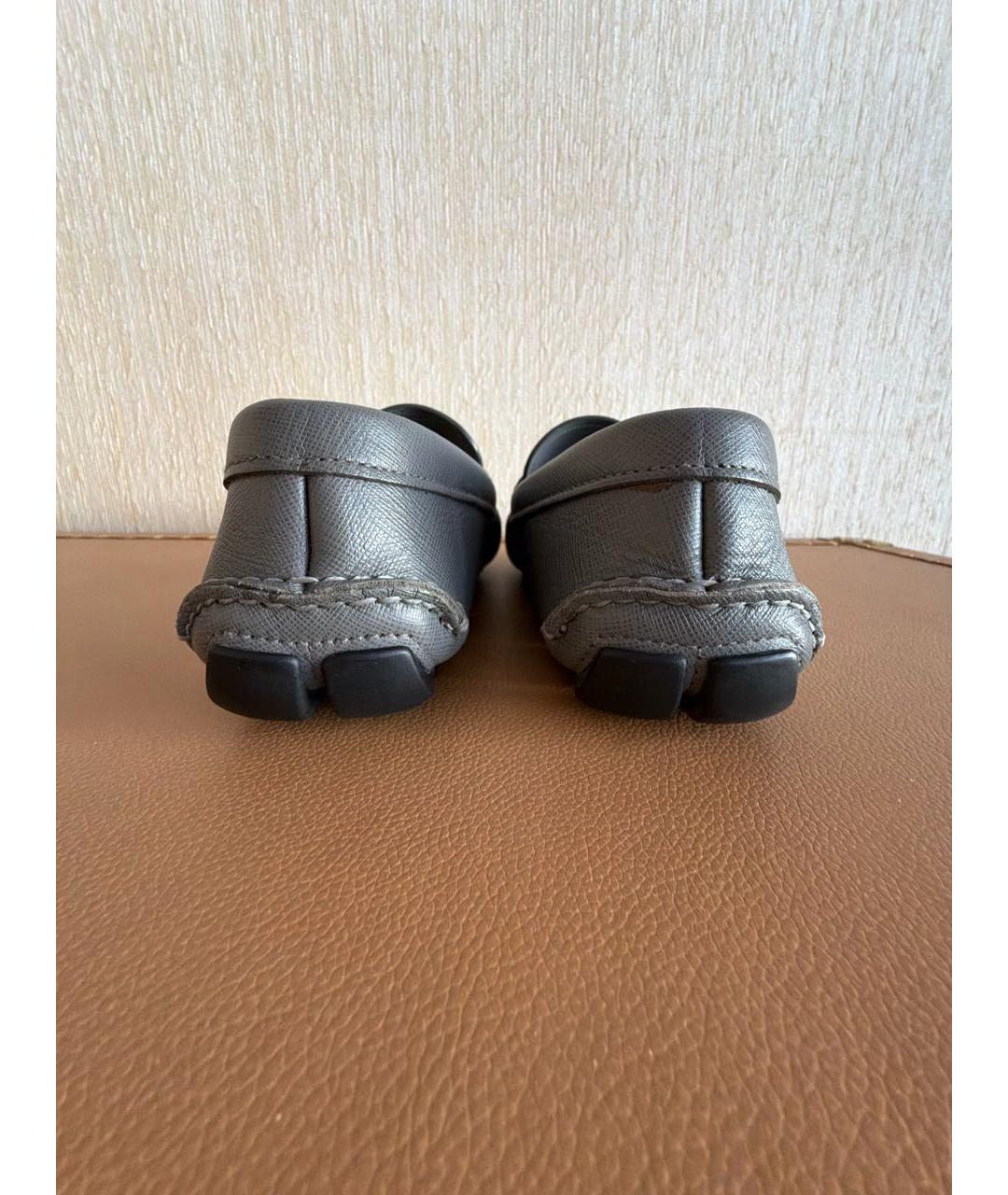 PRADA Антрацитовые кожаные мокасины, фото 4