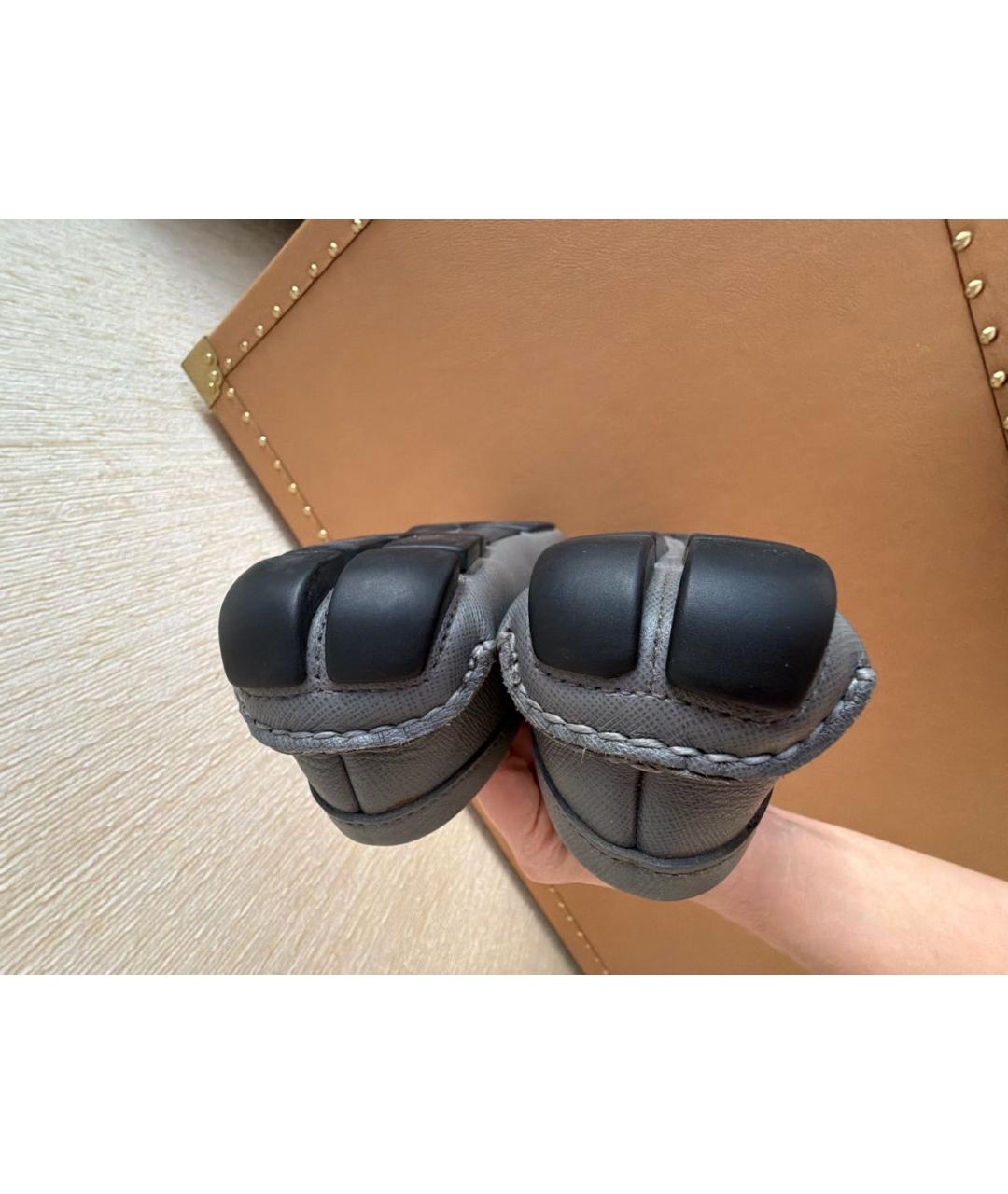 PRADA Антрацитовые кожаные мокасины, фото 6