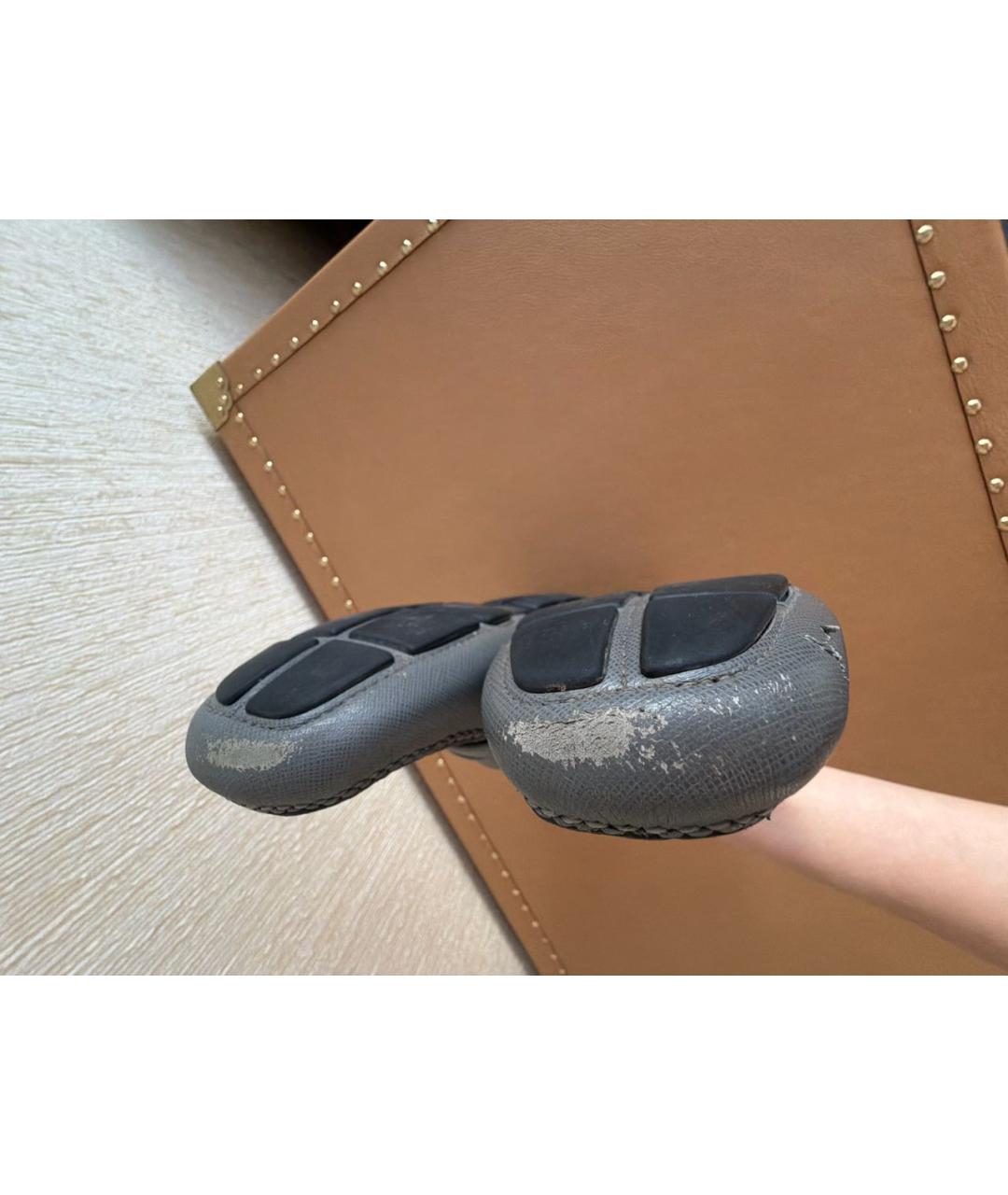 PRADA Антрацитовые кожаные мокасины, фото 5