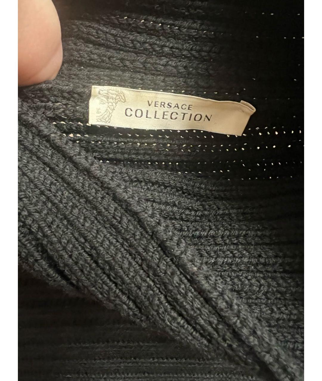 VERSACE COLLECTION Черное шерстяное повседневное платье, фото 3