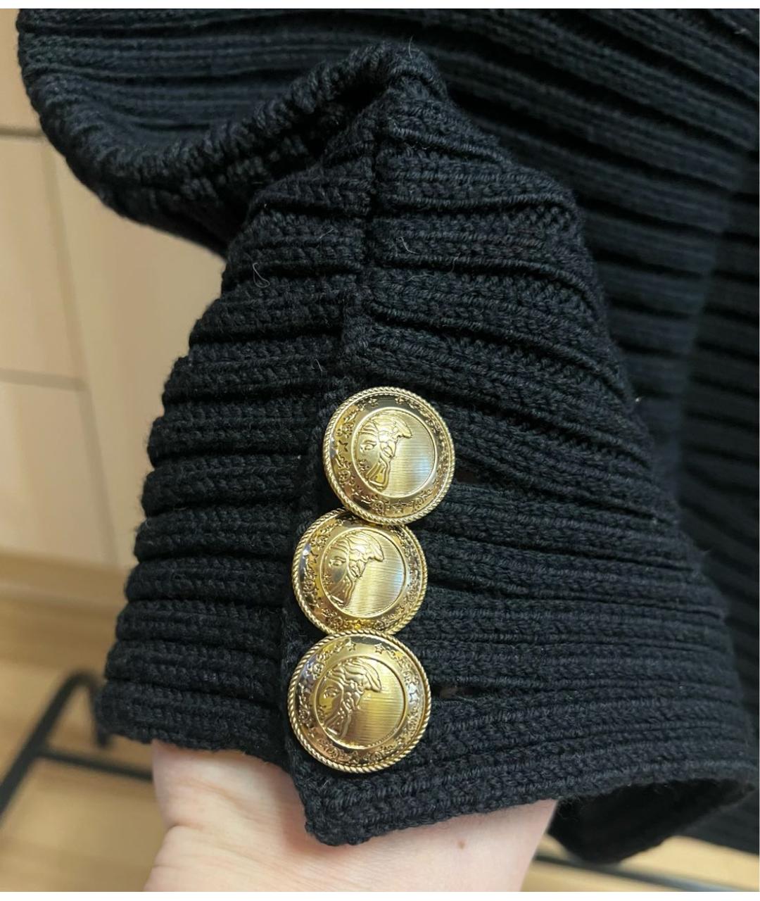 VERSACE COLLECTION Черное шерстяное повседневное платье, фото 4