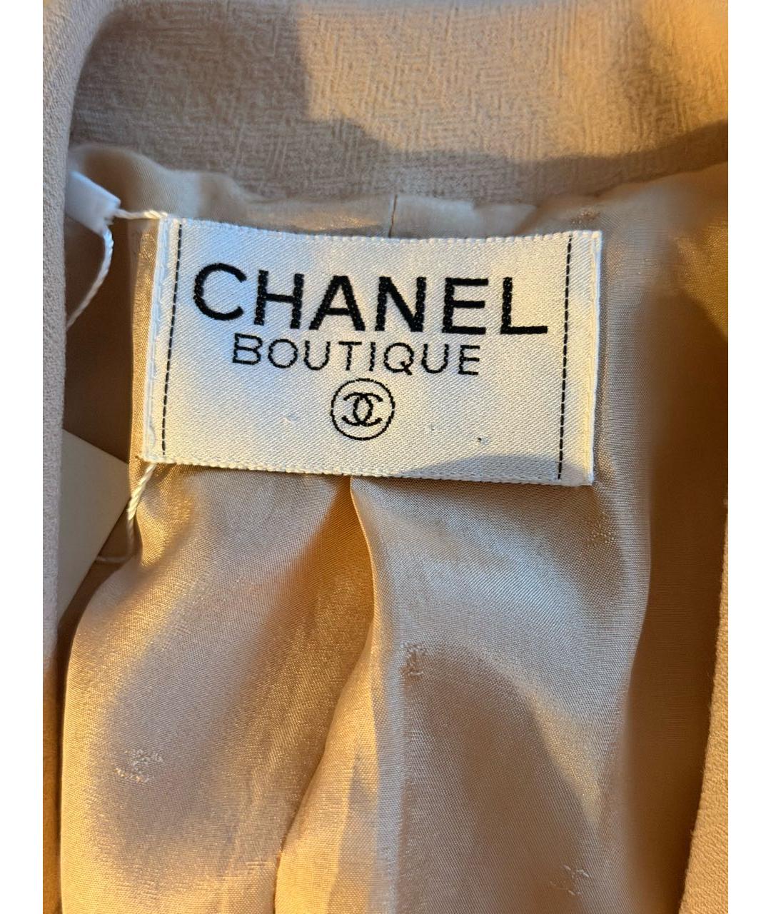 CHANEL Бежевый шерстяной жакет/пиджак, фото 4