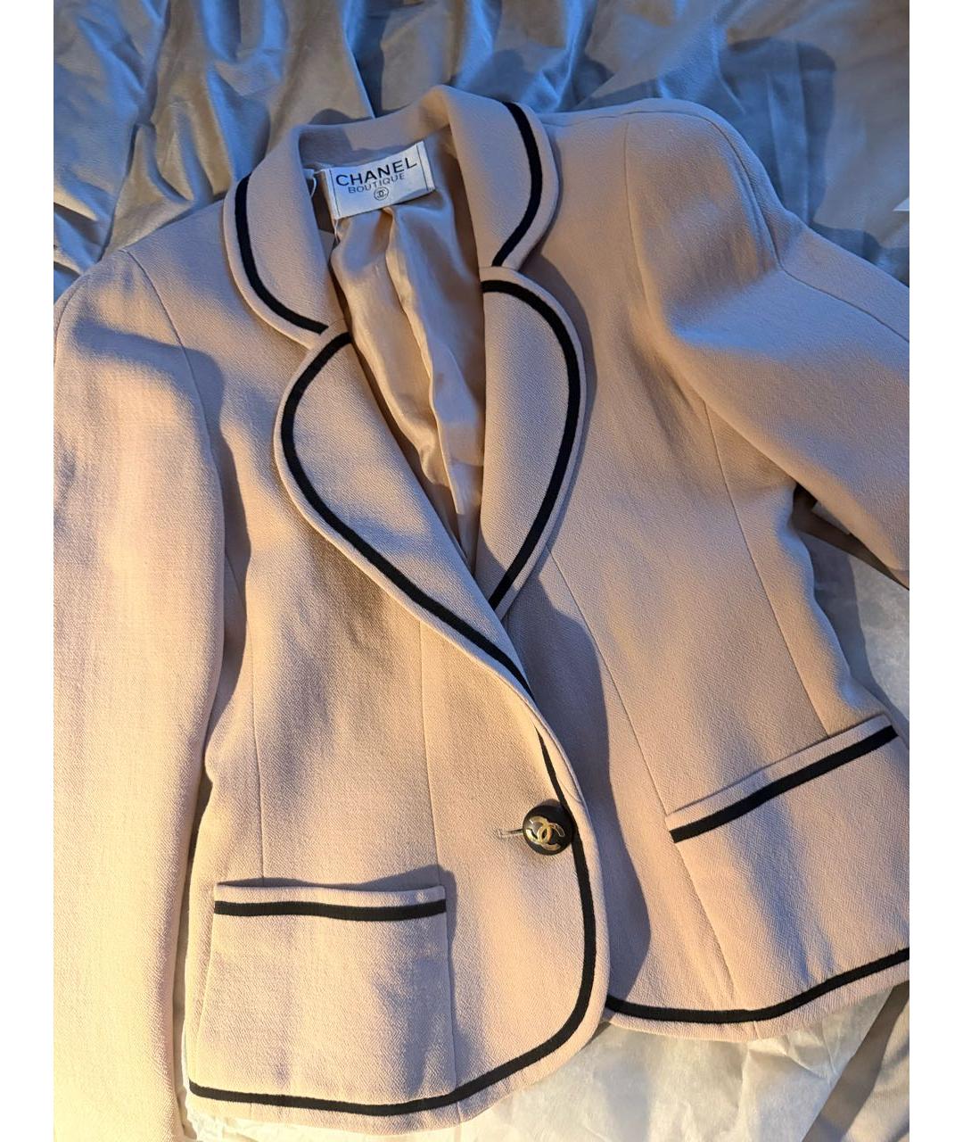CHANEL Бежевый шерстяной жакет/пиджак, фото 5