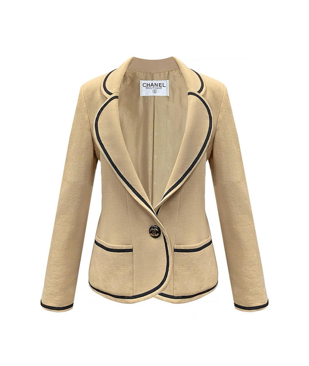 CHANEL Бежевый шерстяной жакет/пиджак, фото 8