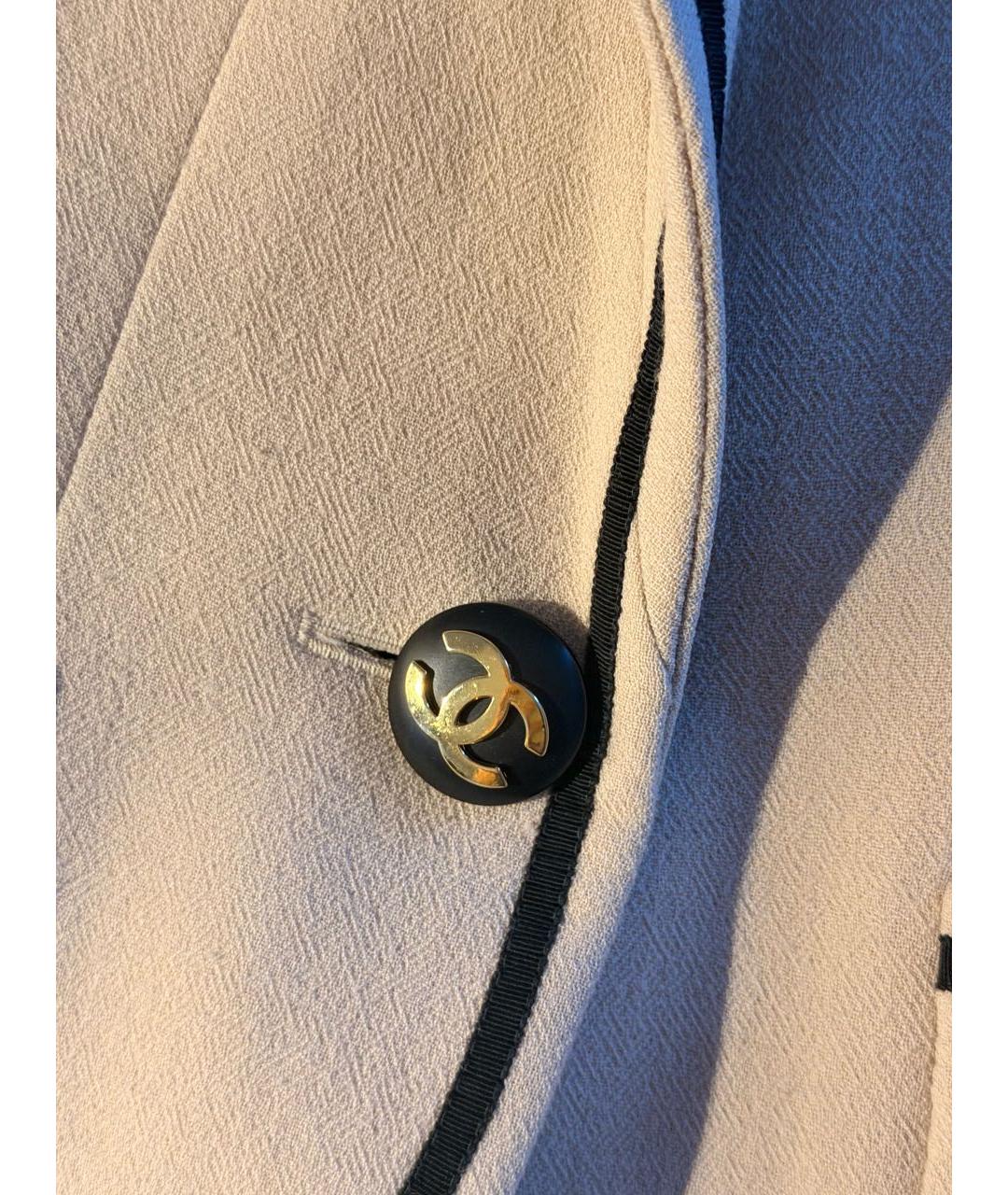 CHANEL Бежевый шерстяной жакет/пиджак, фото 3