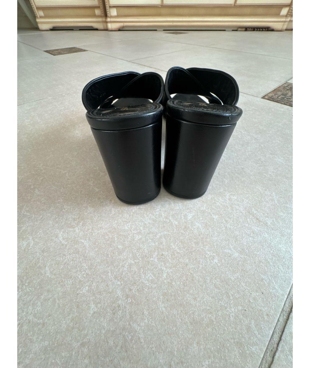 SAINT LAURENT Черные кожаные сабо, фото 4