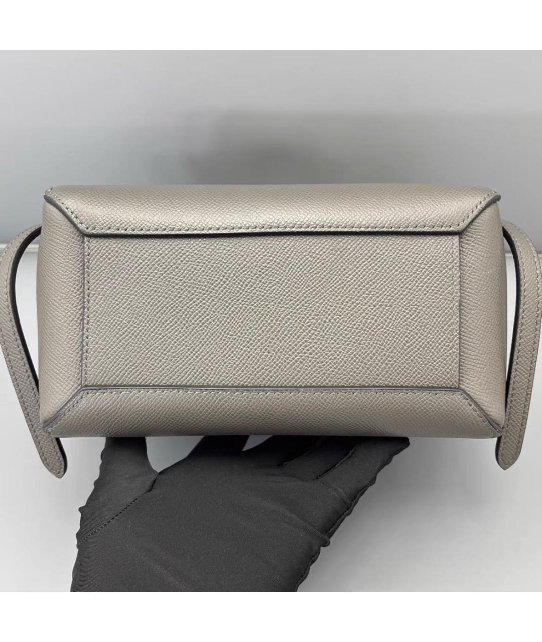 CELINE Бежевая кожаная сумка с короткими ручками, фото 3