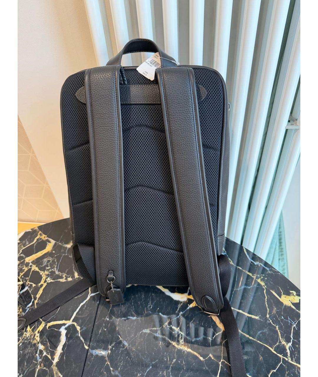 COACH Черный кожаный рюкзак, фото 4