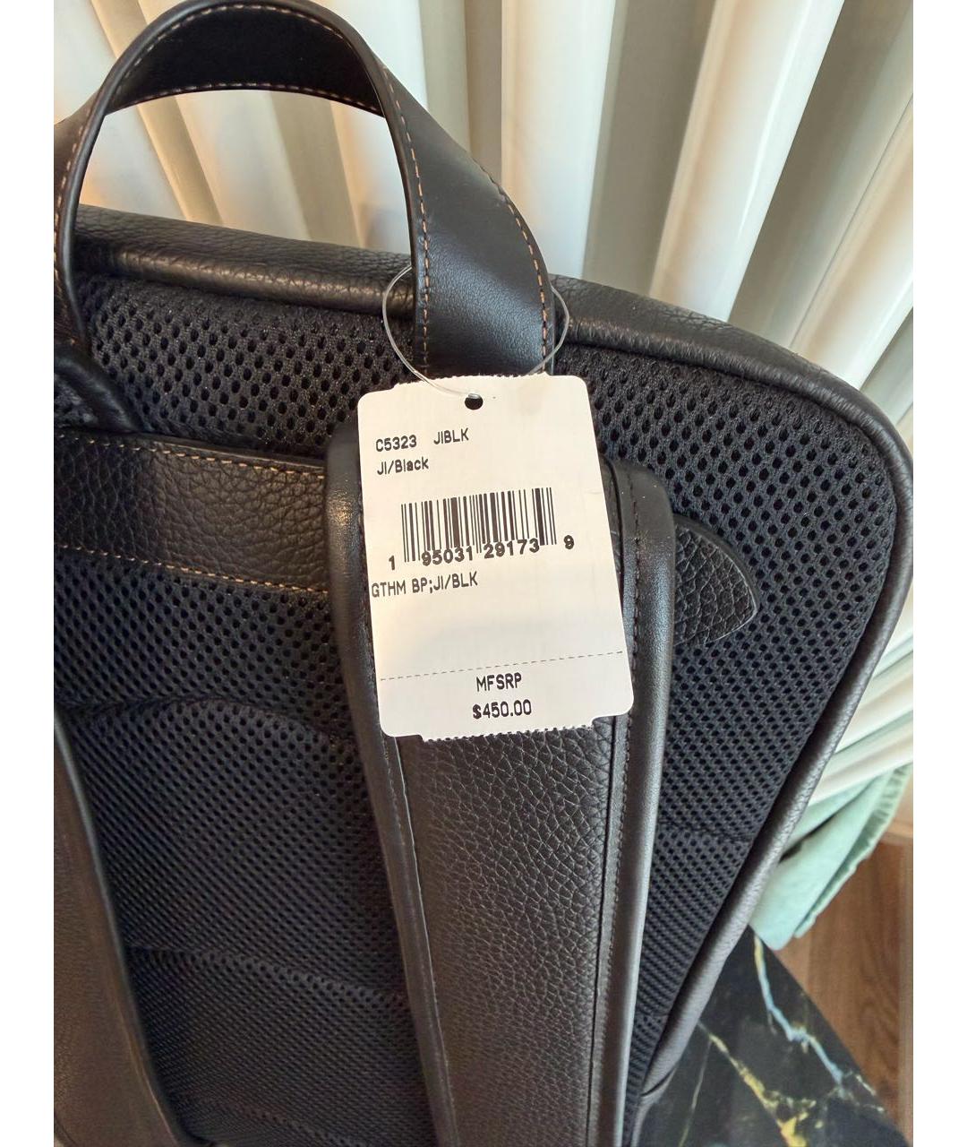 COACH Черный кожаный рюкзак, фото 6