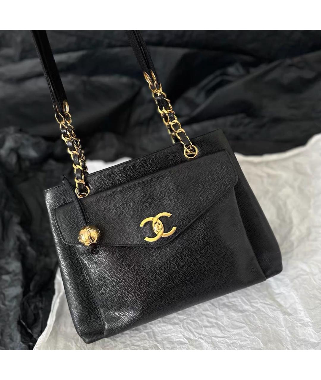 CHANEL Черная кожаная сумка через плечо, фото 8