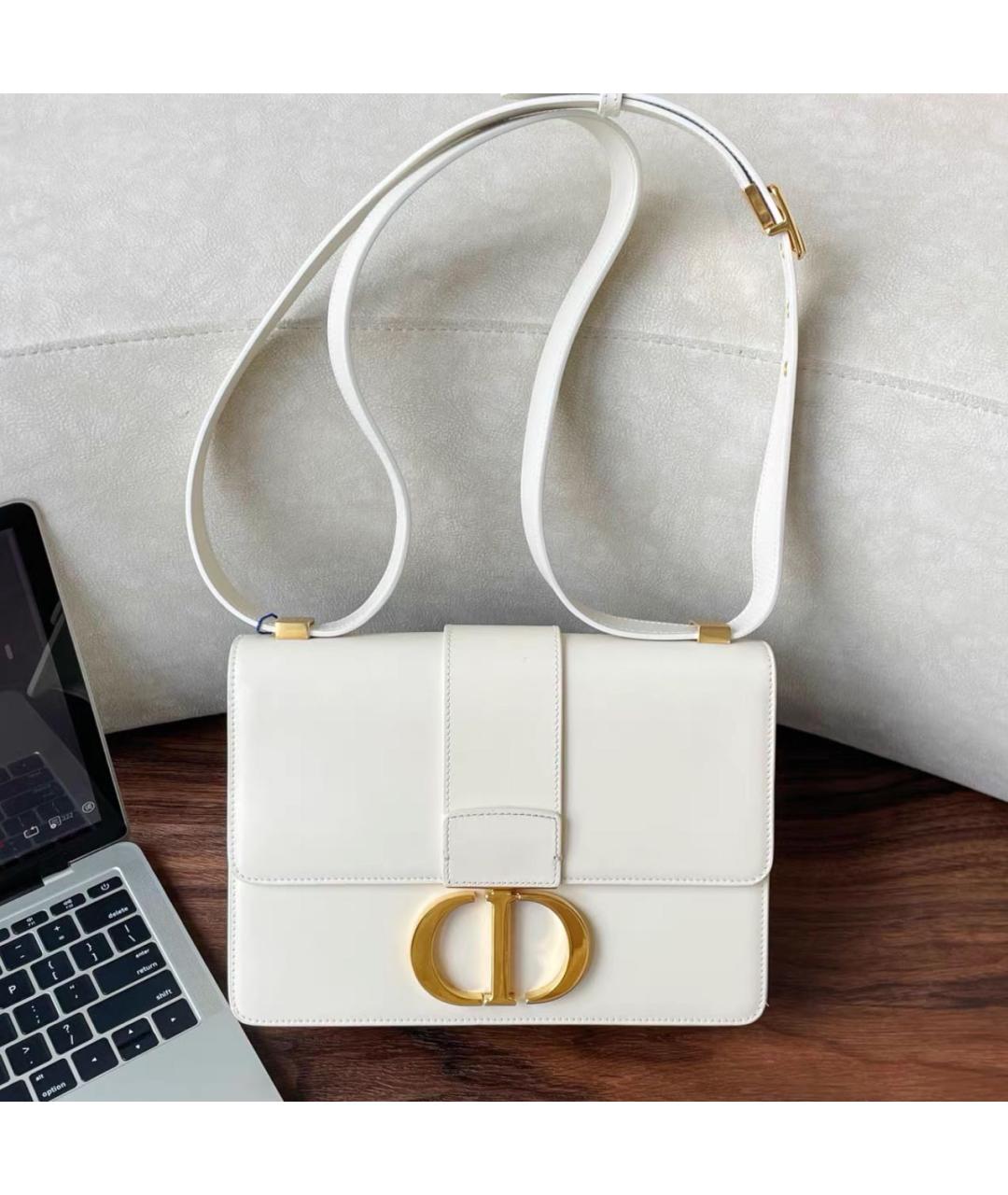 CHRISTIAN DIOR Белая кожаная сумка через плечо, фото 6