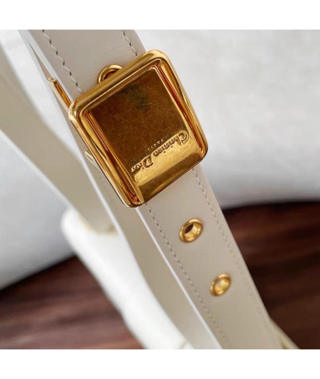 CHRISTIAN DIOR Белая кожаная сумка через плечо, фото 5