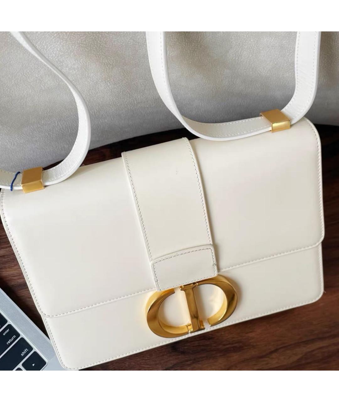 CHRISTIAN DIOR Белая кожаная сумка через плечо, фото 3