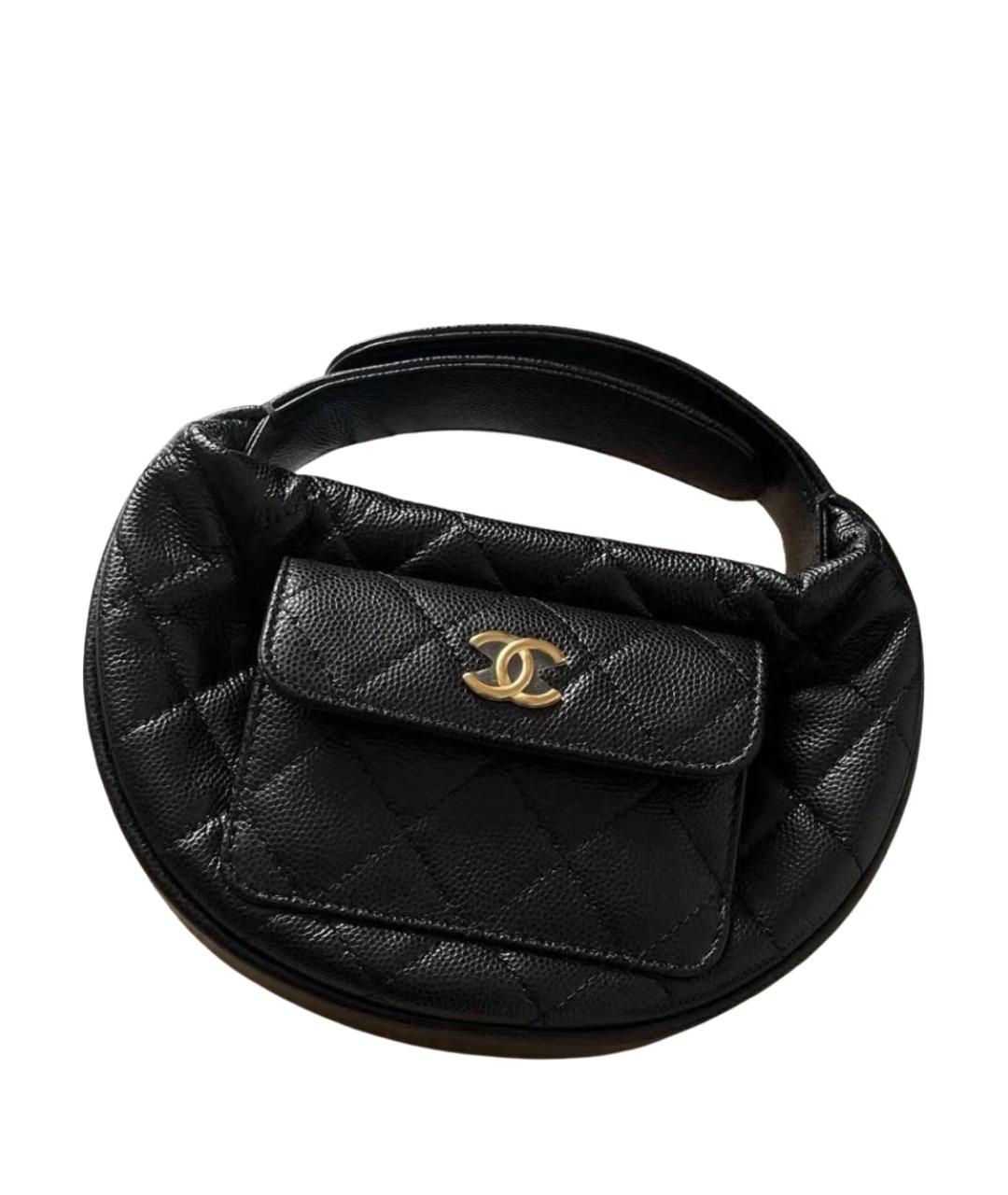 CHANEL Черная кожаная сумка с короткими ручками, фото 1