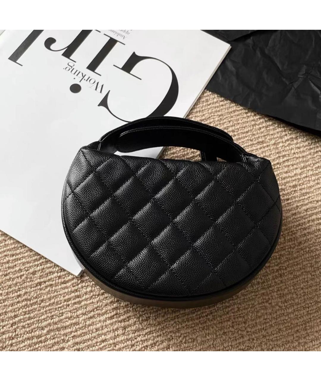 CHANEL Черная кожаная сумка с короткими ручками, фото 2