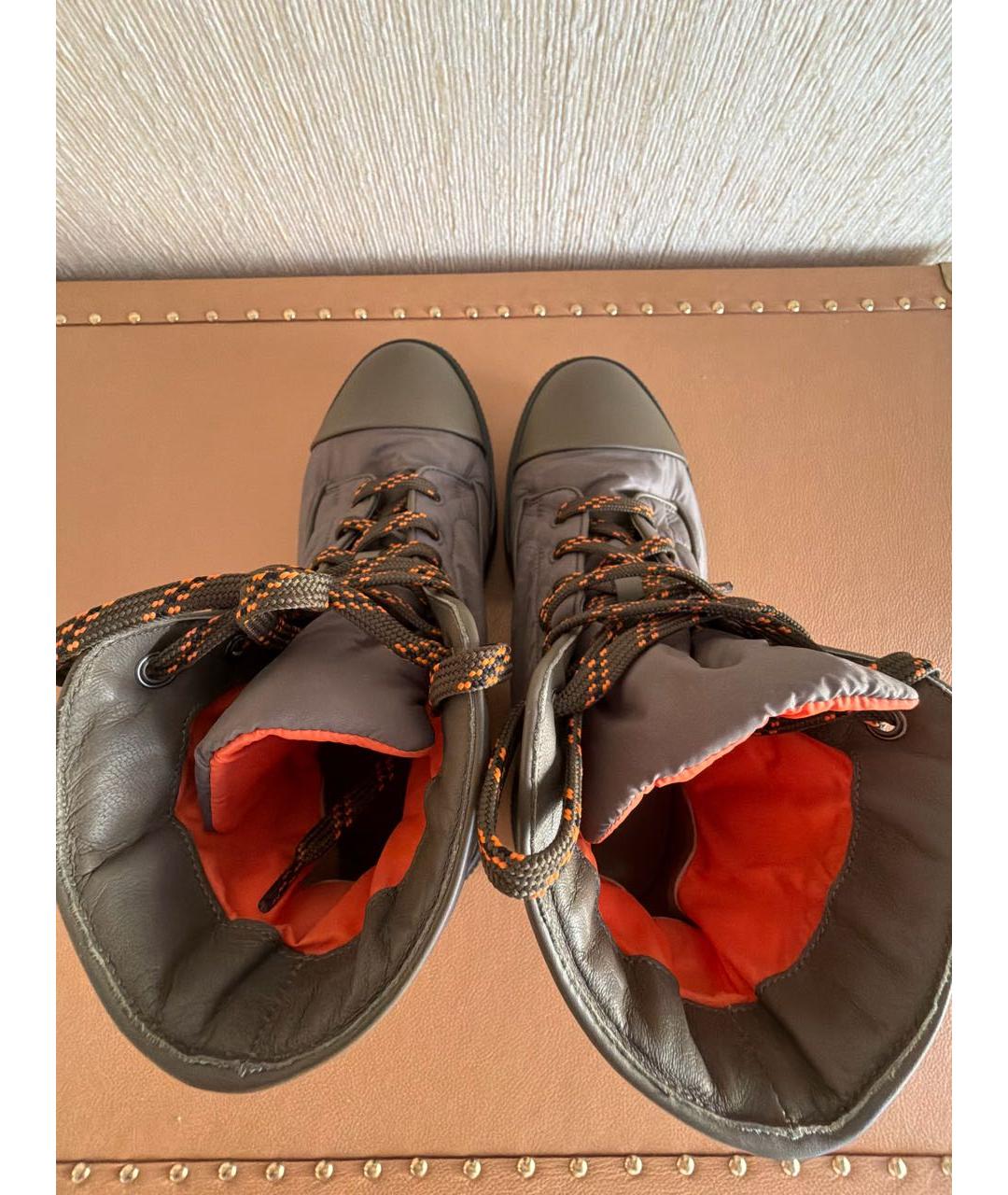 HERMES Хаки синтетические высокие ботинки, фото 3