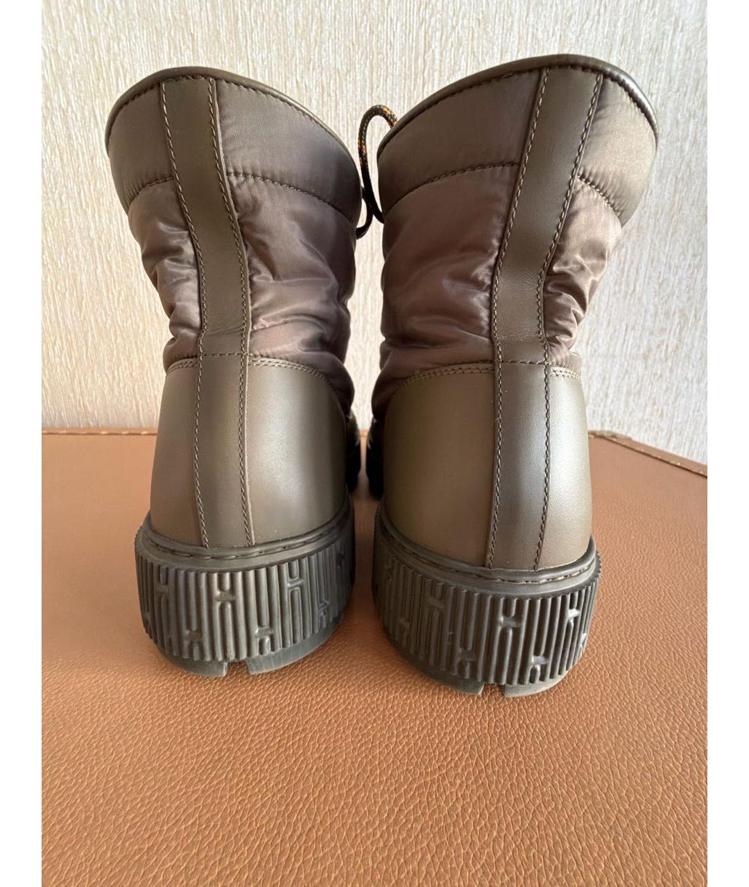 HERMES Хаки синтетические высокие ботинки, фото 4