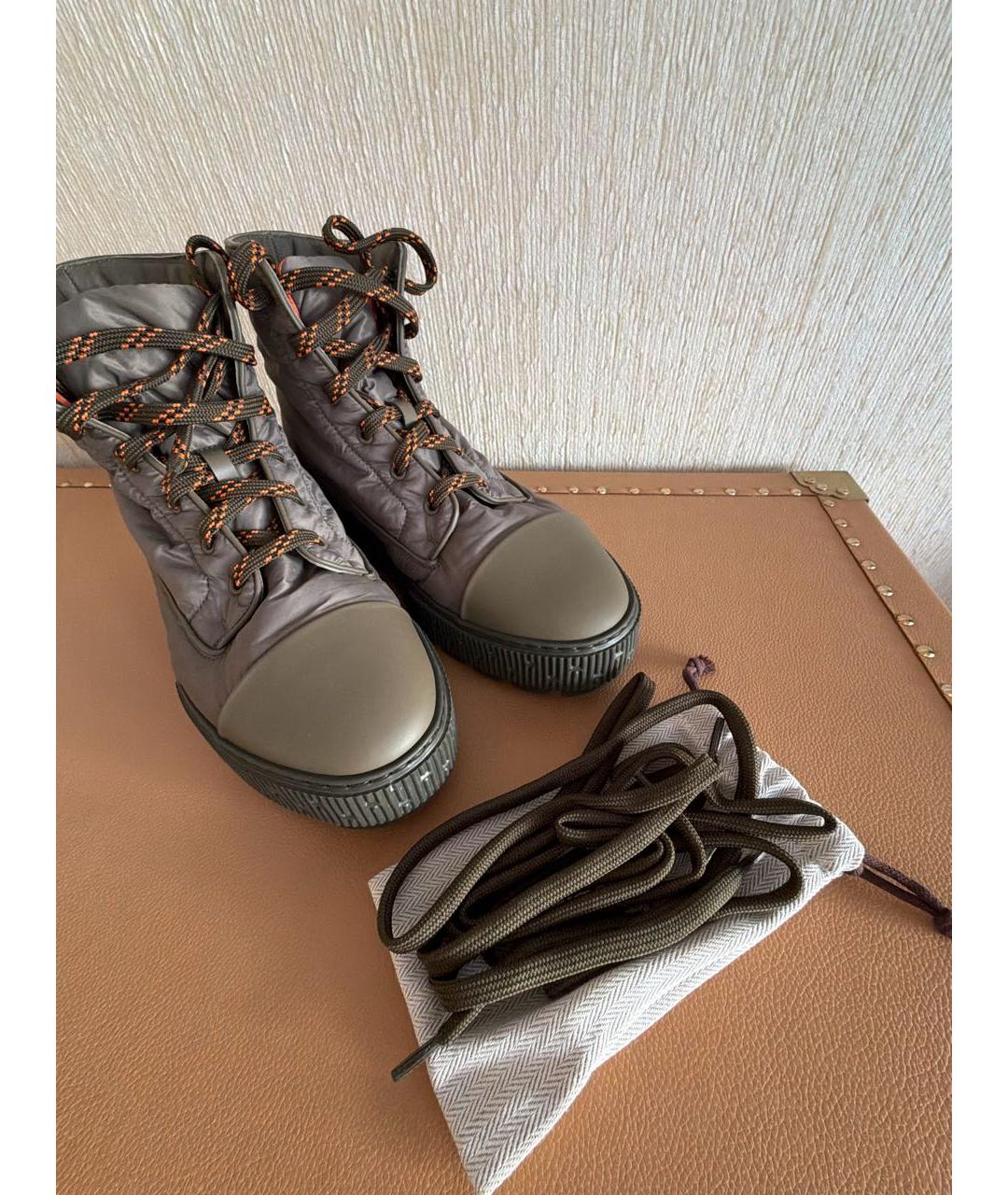HERMES Хаки синтетические высокие ботинки, фото 8