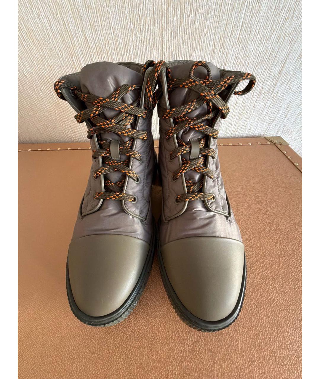HERMES Хаки синтетические высокие ботинки, фото 2