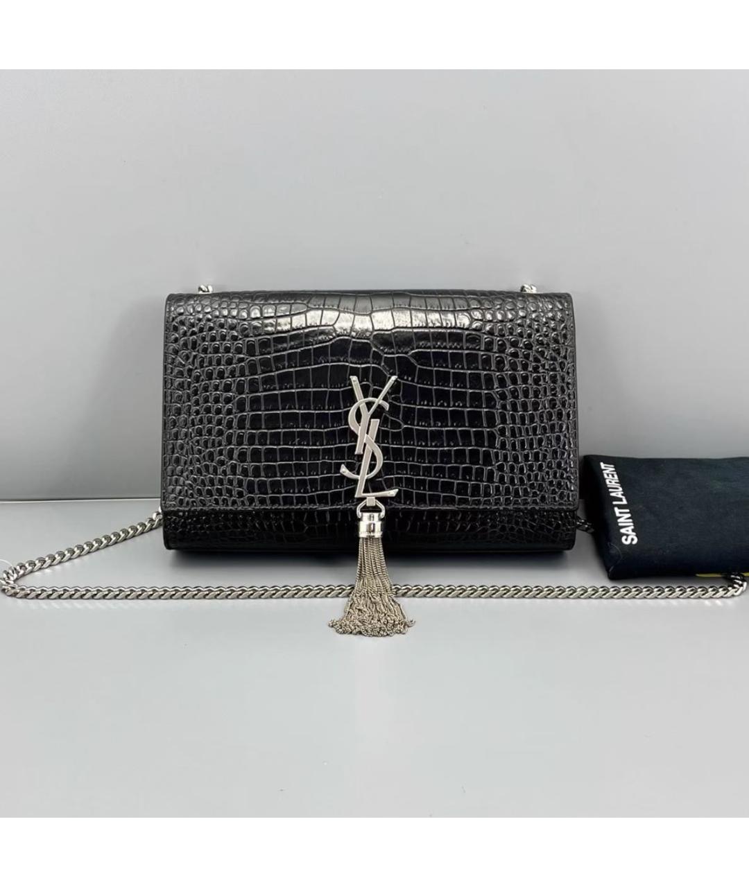 SAINT LAURENT Черная кожаная сумка через плечо, фото 6