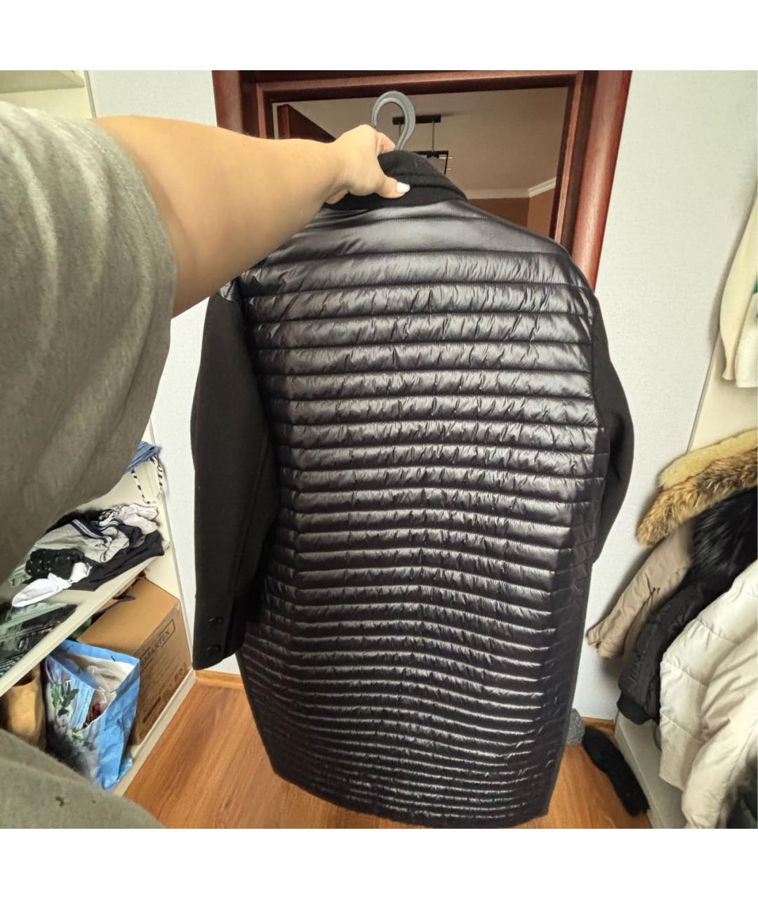 CALVIN KLEIN Черное полиэстеровое пальто, фото 4