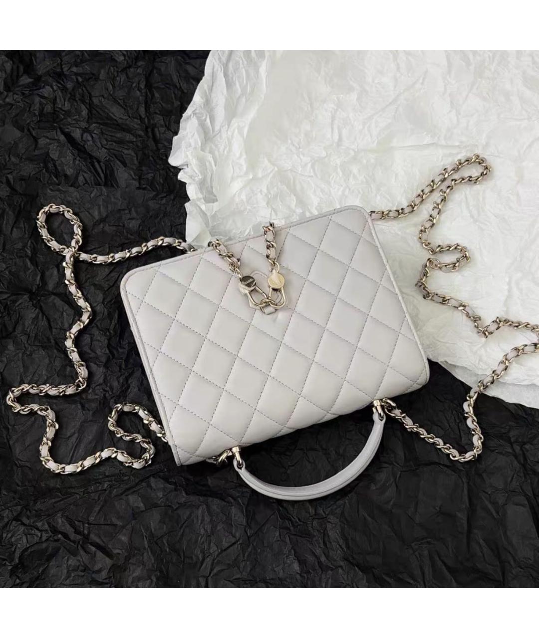 CHANEL Серая кожаная сумка через плечо, фото 4