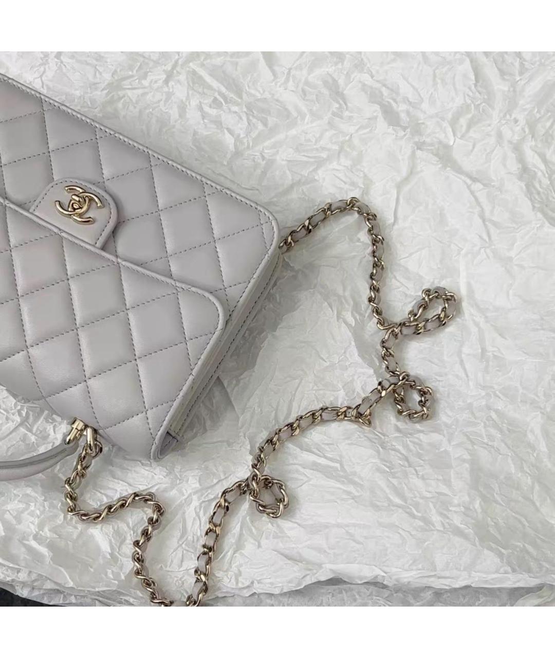 CHANEL Серая кожаная сумка через плечо, фото 3