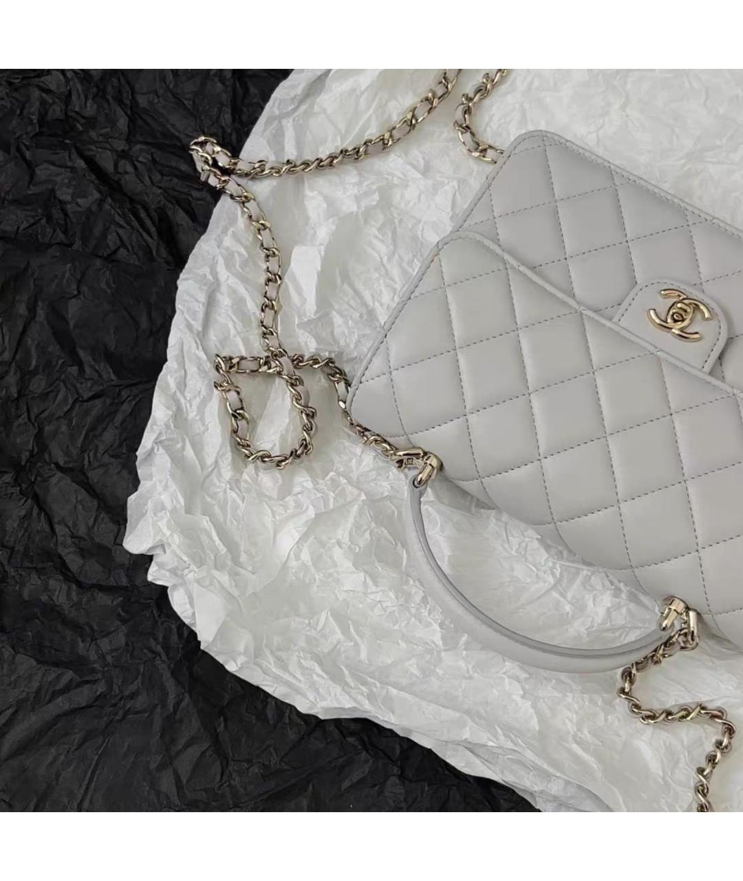 CHANEL Серая кожаная сумка через плечо, фото 2