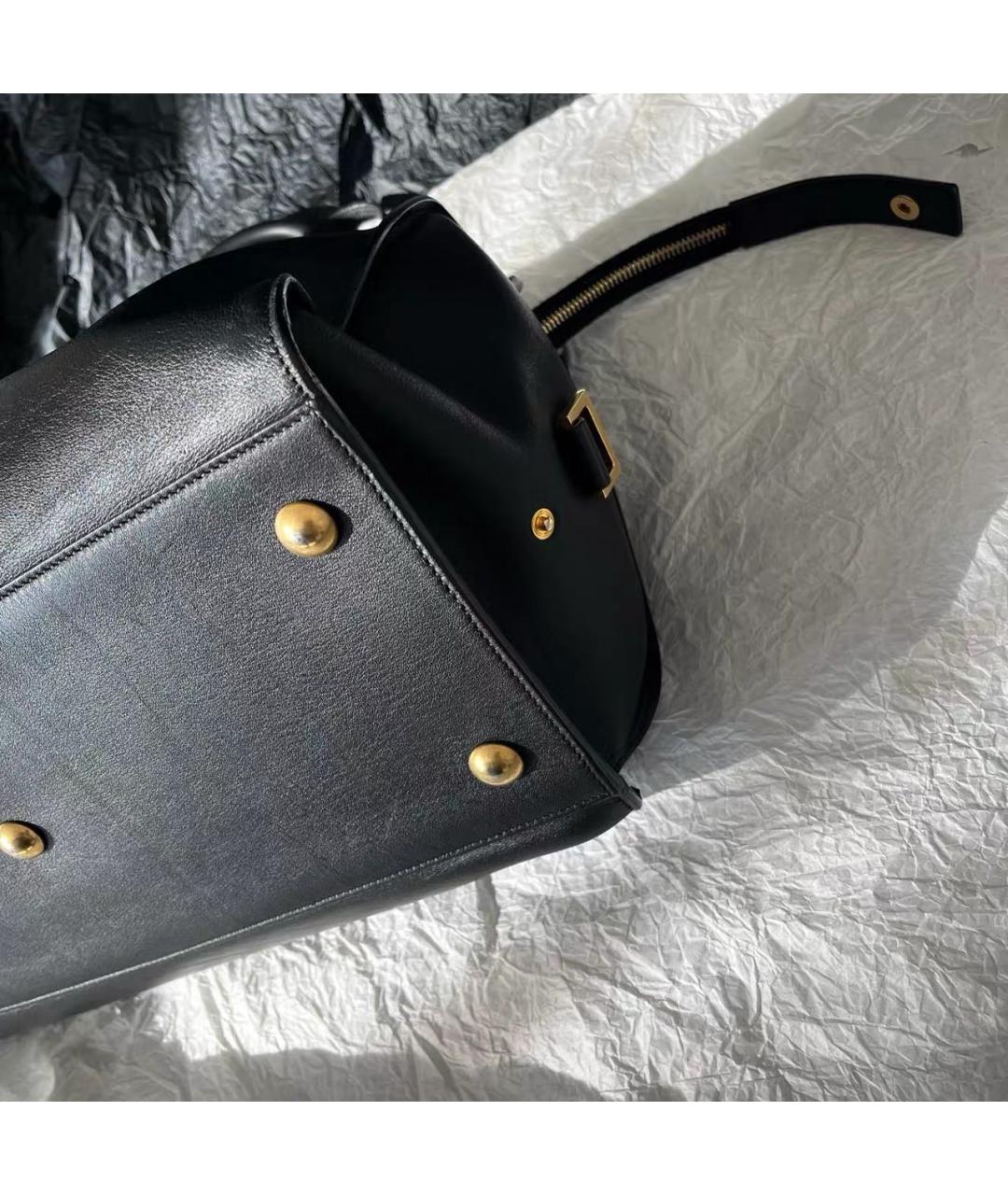 SAINT LAURENT Черная кожаная сумка с короткими ручками, фото 6