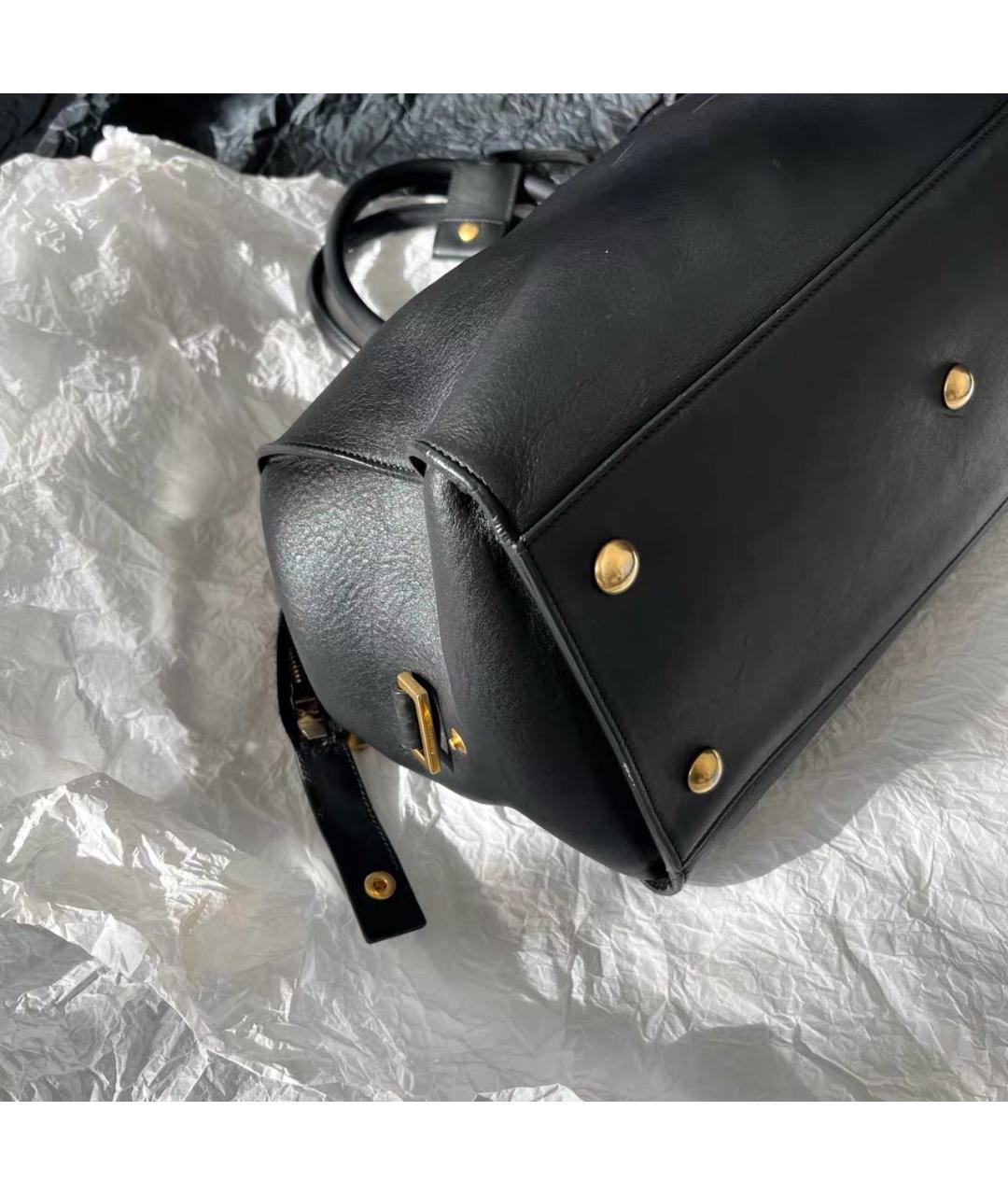 SAINT LAURENT Черная кожаная сумка с короткими ручками, фото 5