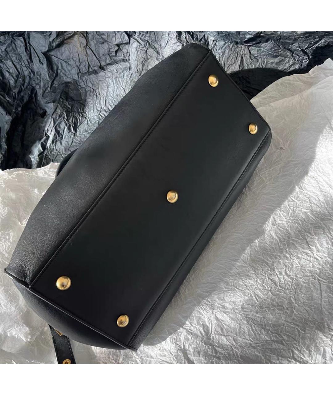 SAINT LAURENT Черная кожаная сумка с короткими ручками, фото 4