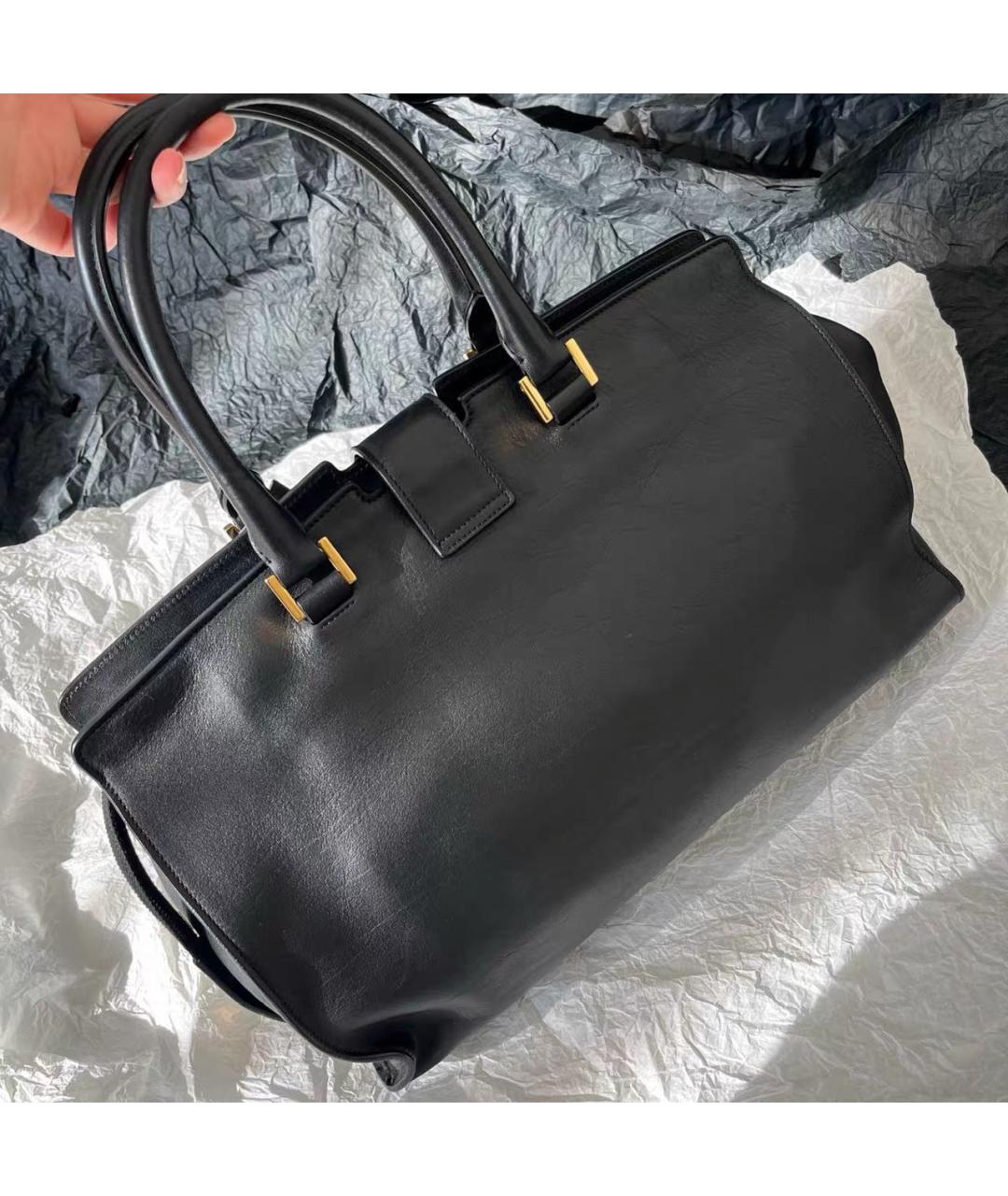 SAINT LAURENT Черная кожаная сумка с короткими ручками, фото 3