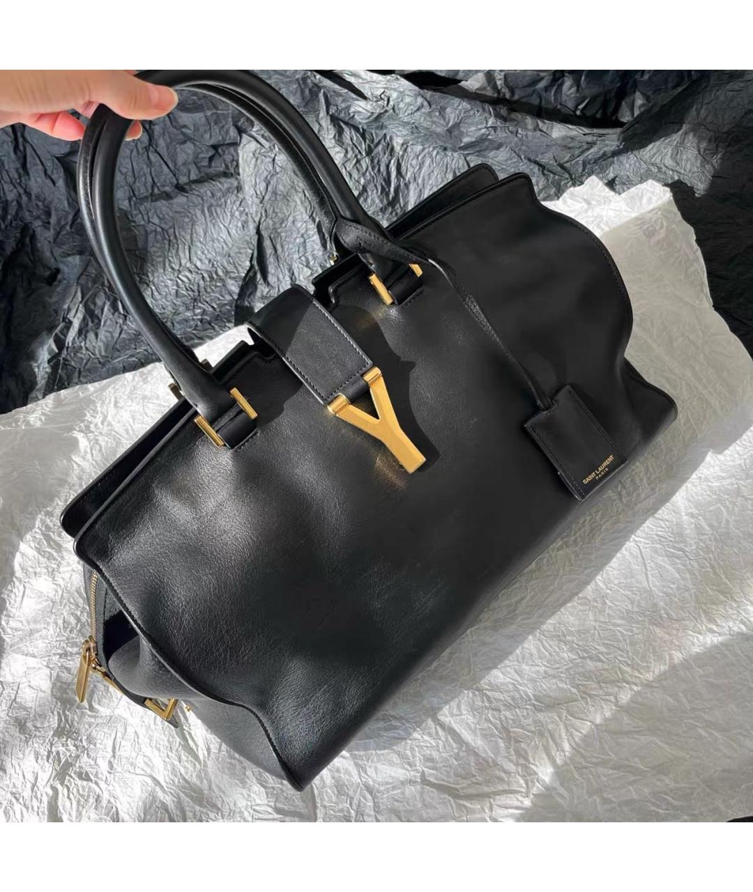 SAINT LAURENT Черная кожаная сумка с короткими ручками, фото 8