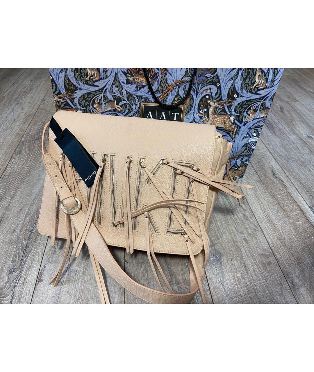 PINKO Розовая кожаная сумка через плечо, фото 7