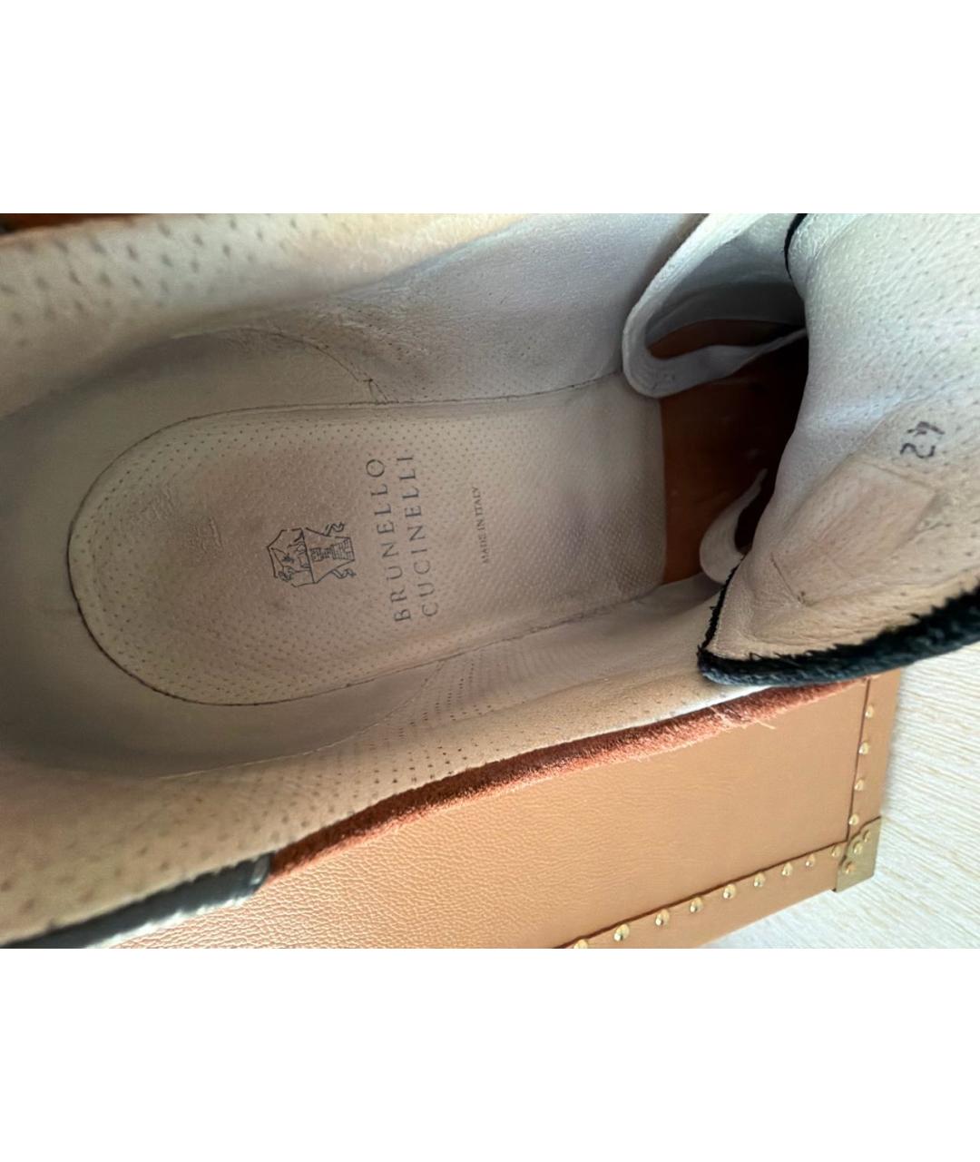 BRUNELLO CUCINELLI Горчичные замшевые низкие кроссовки / кеды, фото 8