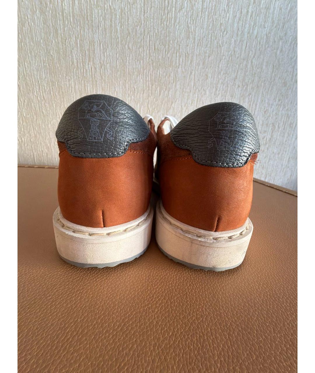 BRUNELLO CUCINELLI Горчичные замшевые низкие кроссовки / кеды, фото 4