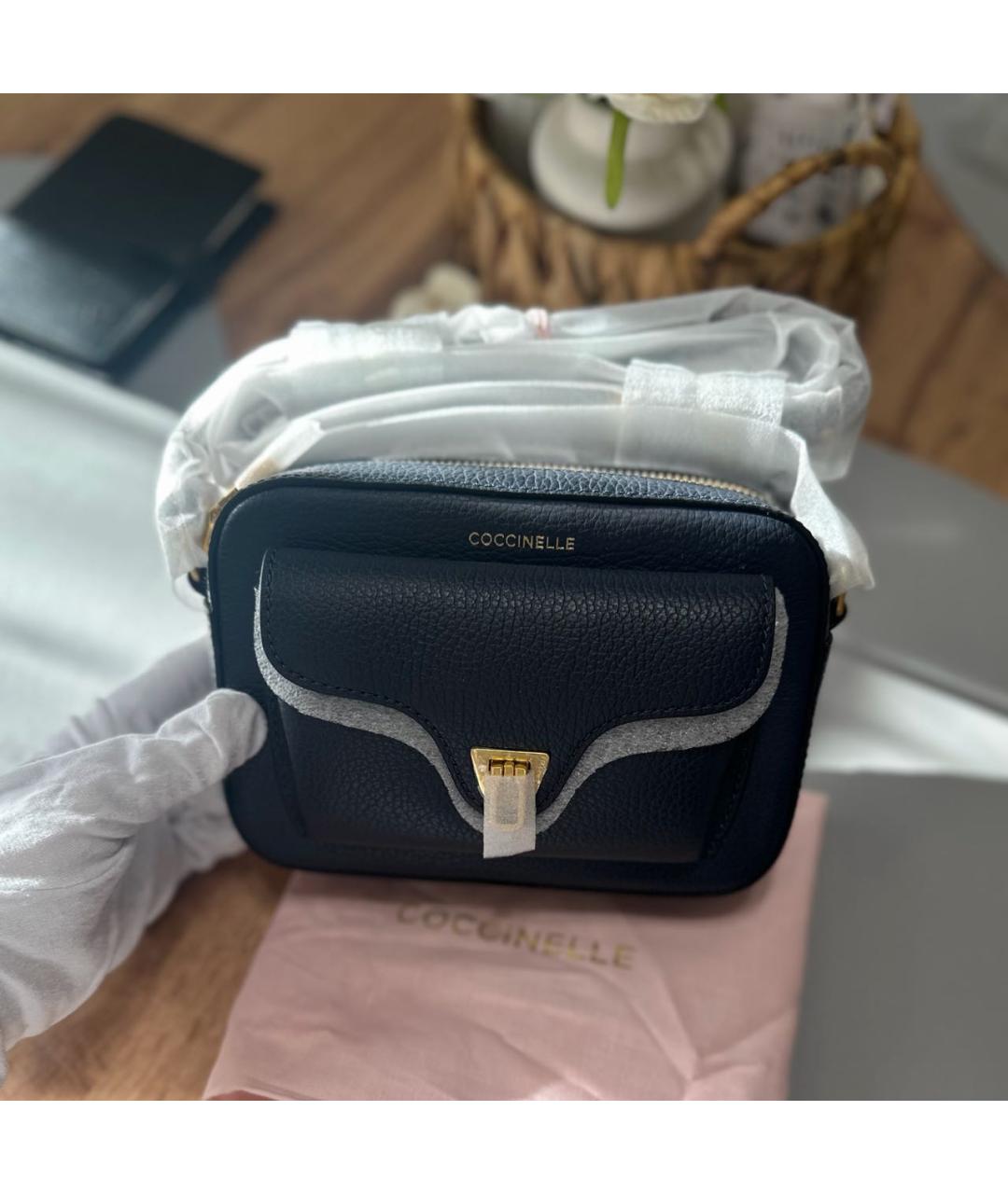 COCCINELLE Темно-синяя кожаная сумка через плечо, фото 8