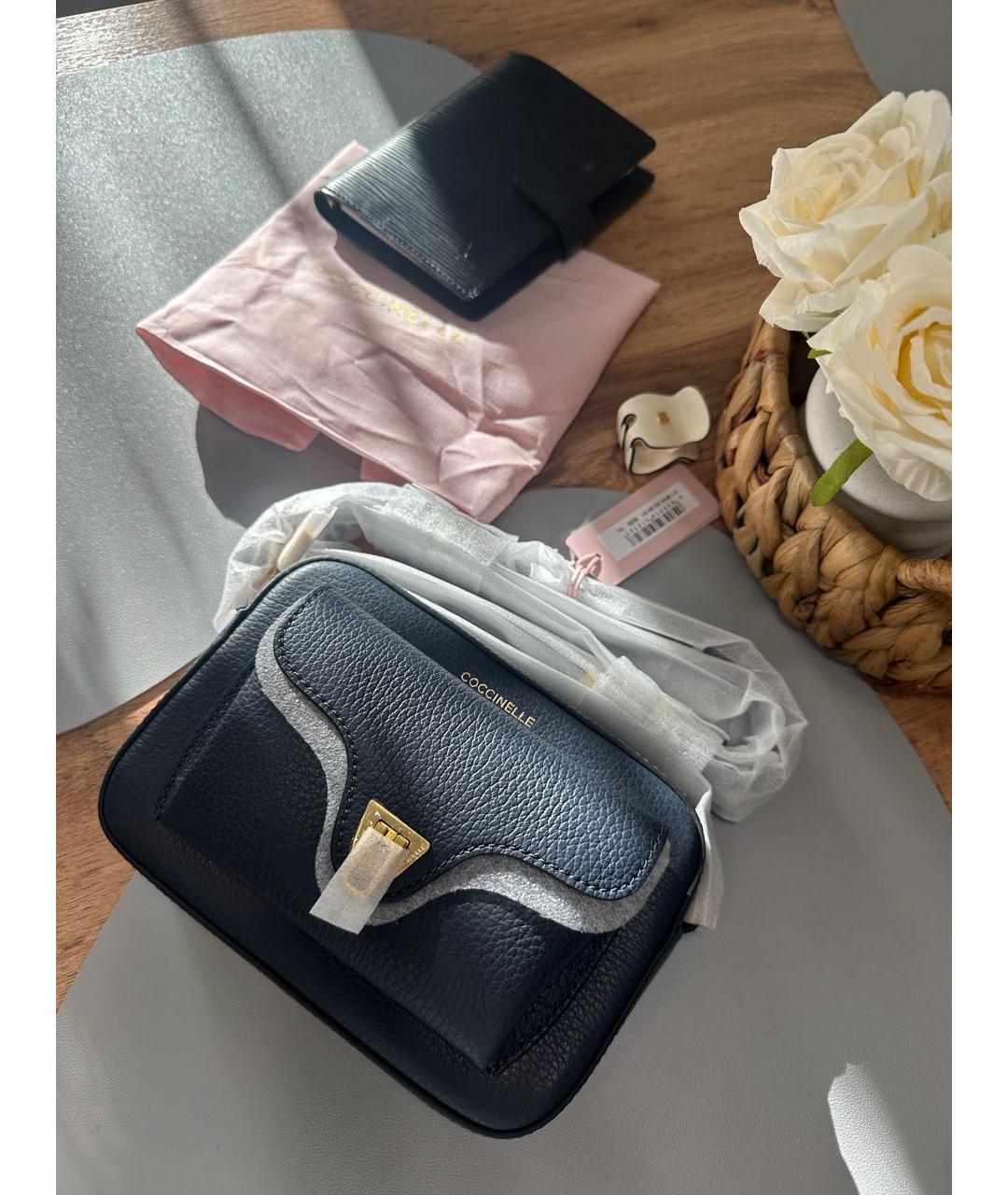 COCCINELLE Темно-синяя кожаная сумка через плечо, фото 5
