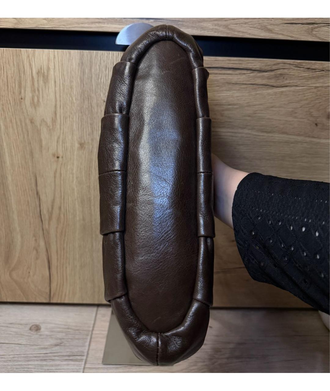 COACH Коричневая кожаная сумка с короткими ручками, фото 6