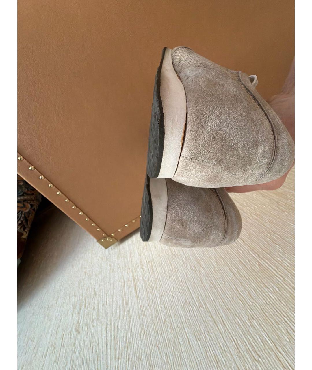 BRIONI Бежевые замшевые низкие кроссовки / кеды, фото 6