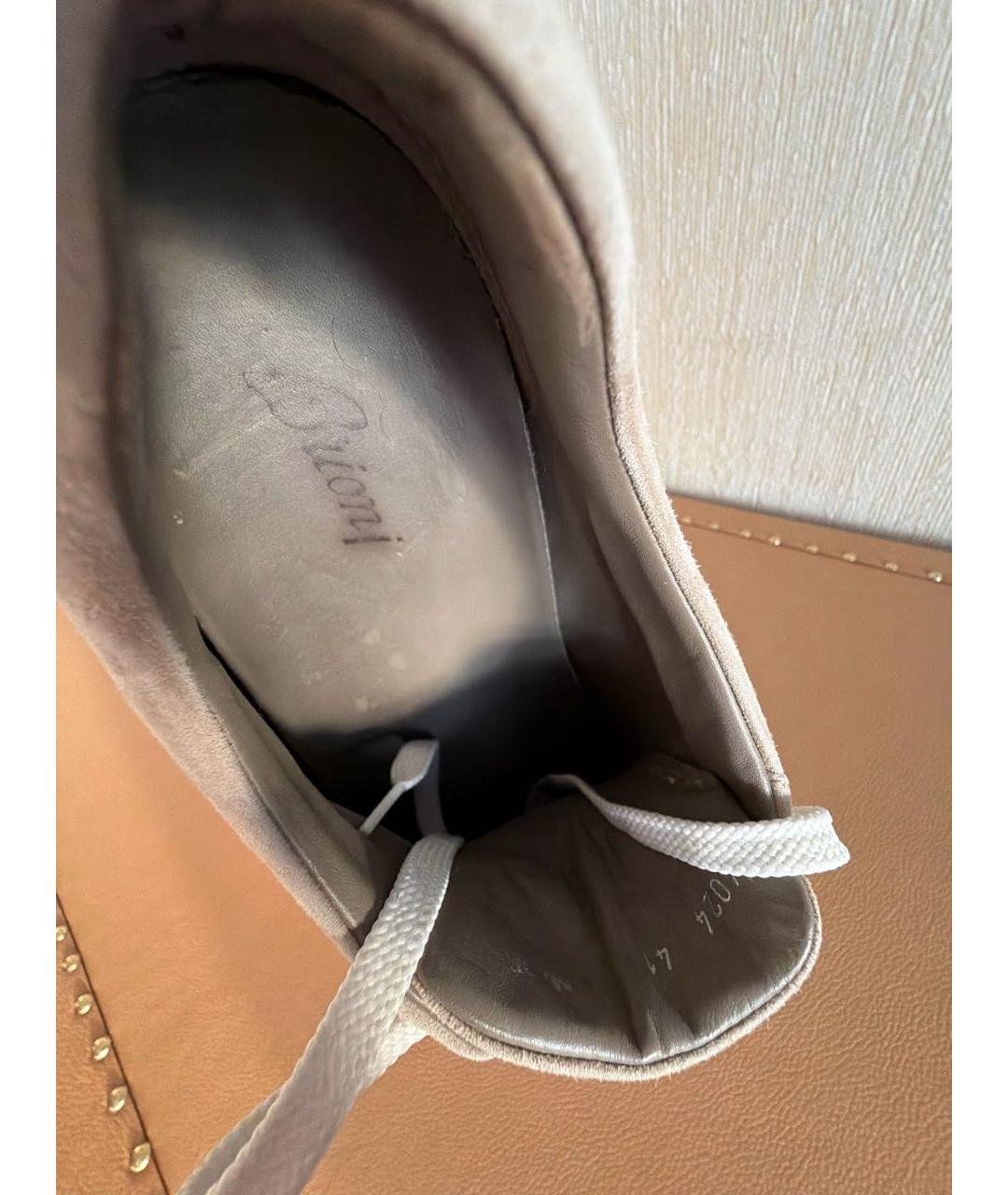 BRIONI Бежевые замшевые низкие кроссовки / кеды, фото 8